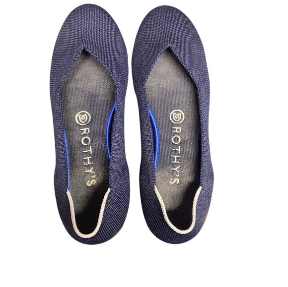 Rothy's Navy Blue Maritime White Halo Retired Women's Ballet Flats Size 7 - Picture 1 of 6